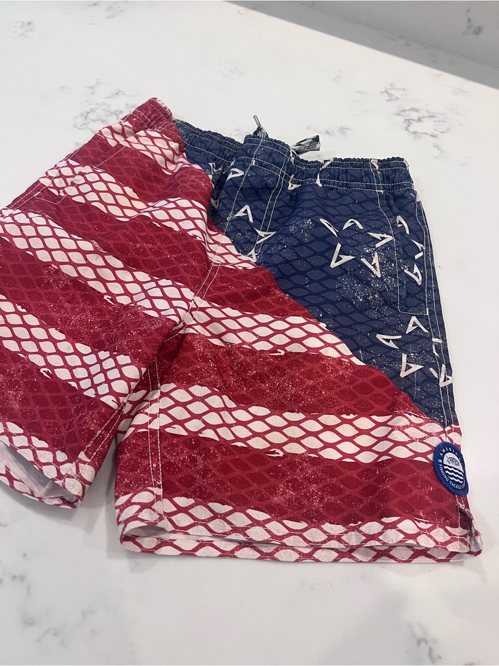 AFTCO Kids Red & Blue Stars & Stripes Swim Trunks